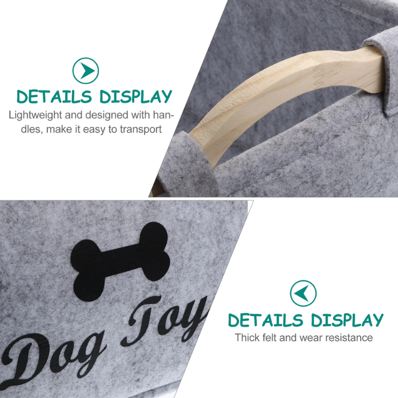Dog Toy Storage Basket – Felt Organizer Bin for Pets