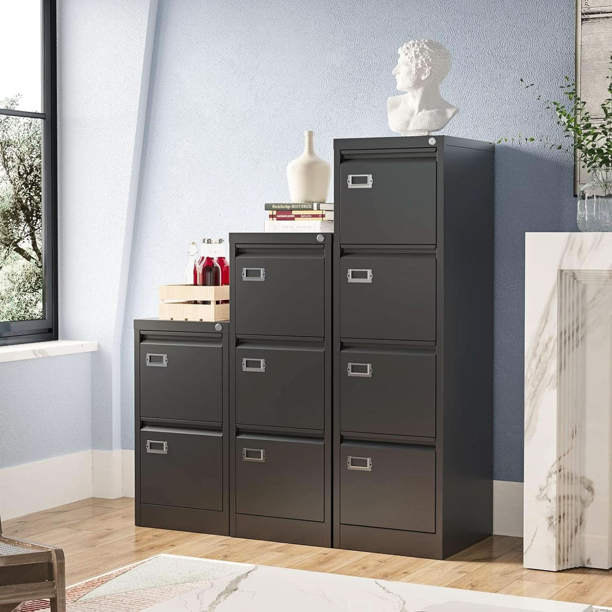 Locking 4 Drawer Vertical File Cabinet For Office Use