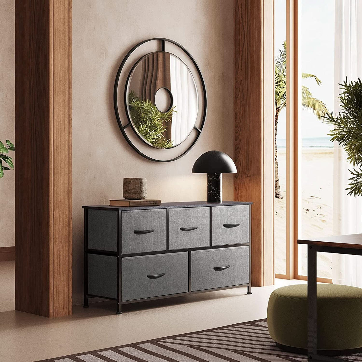 5 Drawer Fabric Dresser Organizer For Bedroom Storage