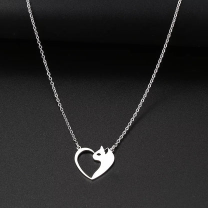 Women's Fashion Stainless Steel Cat Pendant Necklace