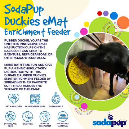 Rubber Duckies emat - Enrichment Lick Mat for Dogs and Cats - with Suction Cups | Bath Time Design | SodaPup USA Made