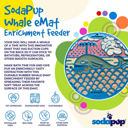 Whale eMat - Enrichment Lick Mat for Dogs and Cats - with Suction Cups | Whale Design | USA Made