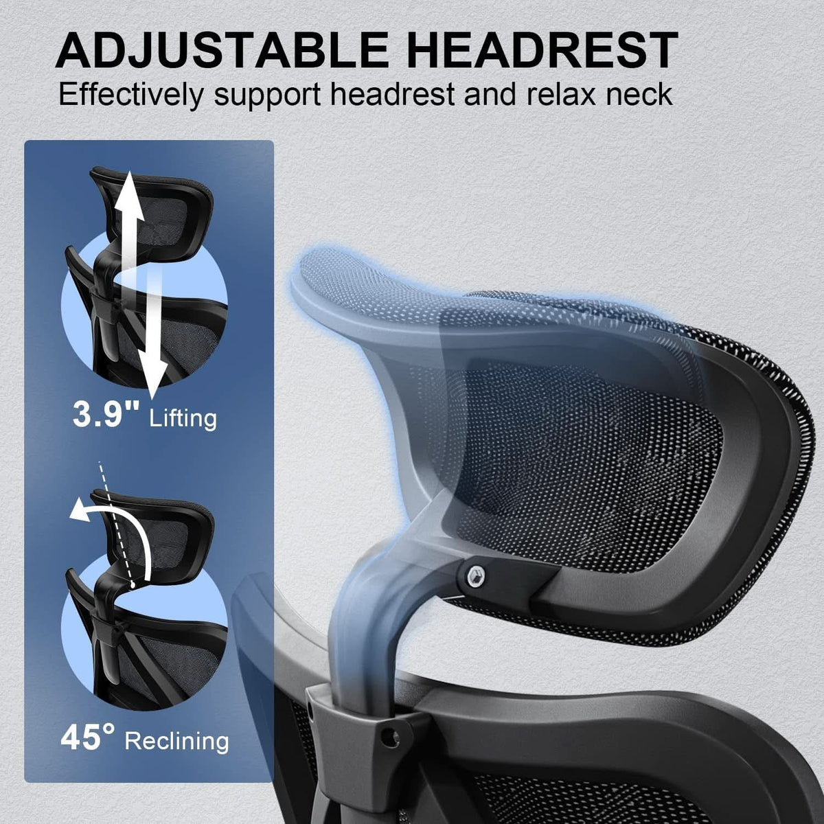 Ergonomic Mesh Office Chair With Adjustable Headrest And Lumbar Support