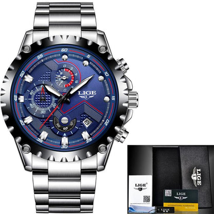 Business Elegant Men's  Watch With Chronometers Day View  Fluorescent Hands Excellent Look Unique Design Perfect Gift For Your Man