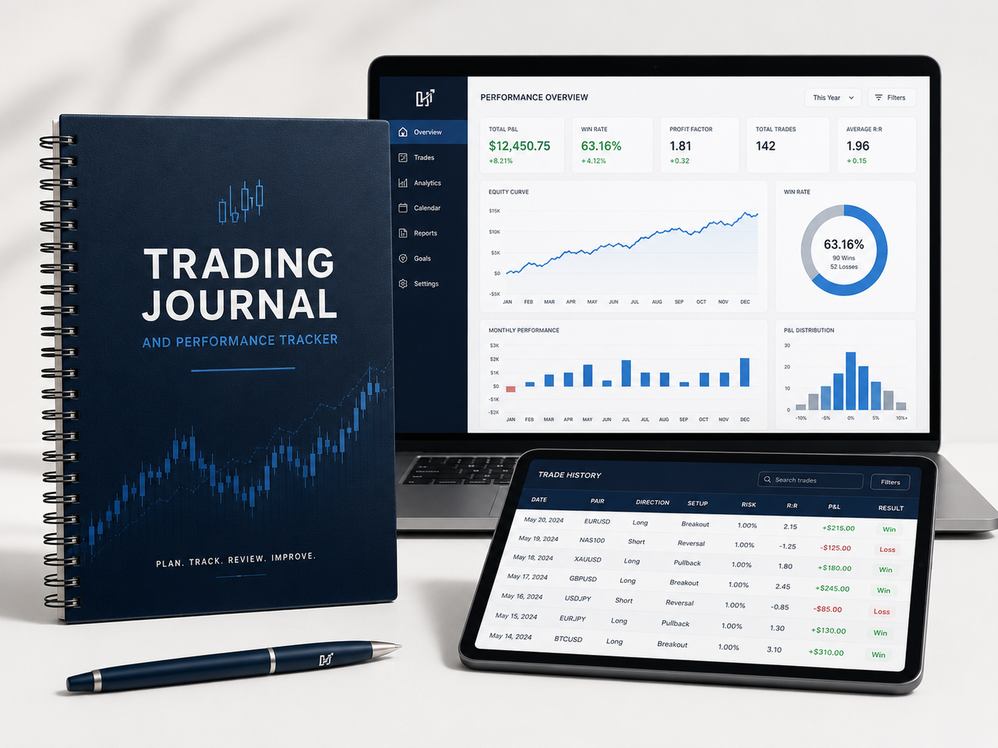 Digital Trading Journal + Performance Tracker