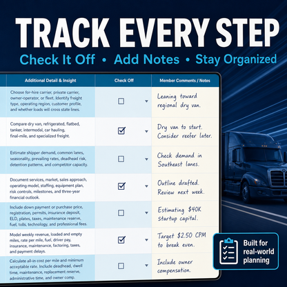 Trucking Company Startup Checklist | 52 - Step Digital Workbook
