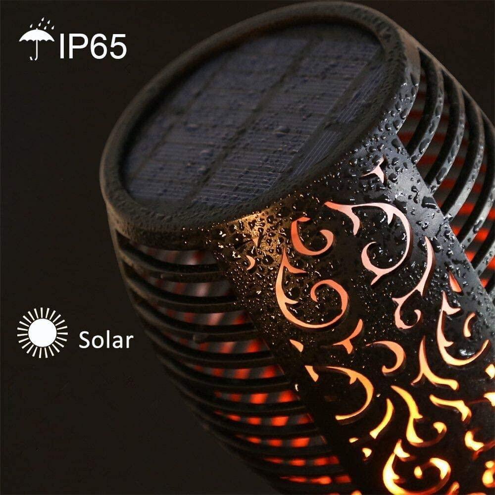 33/96 LED Solar Stainless Steel Torch Lamp For Yard Garden Pathway Doorway Courtyard