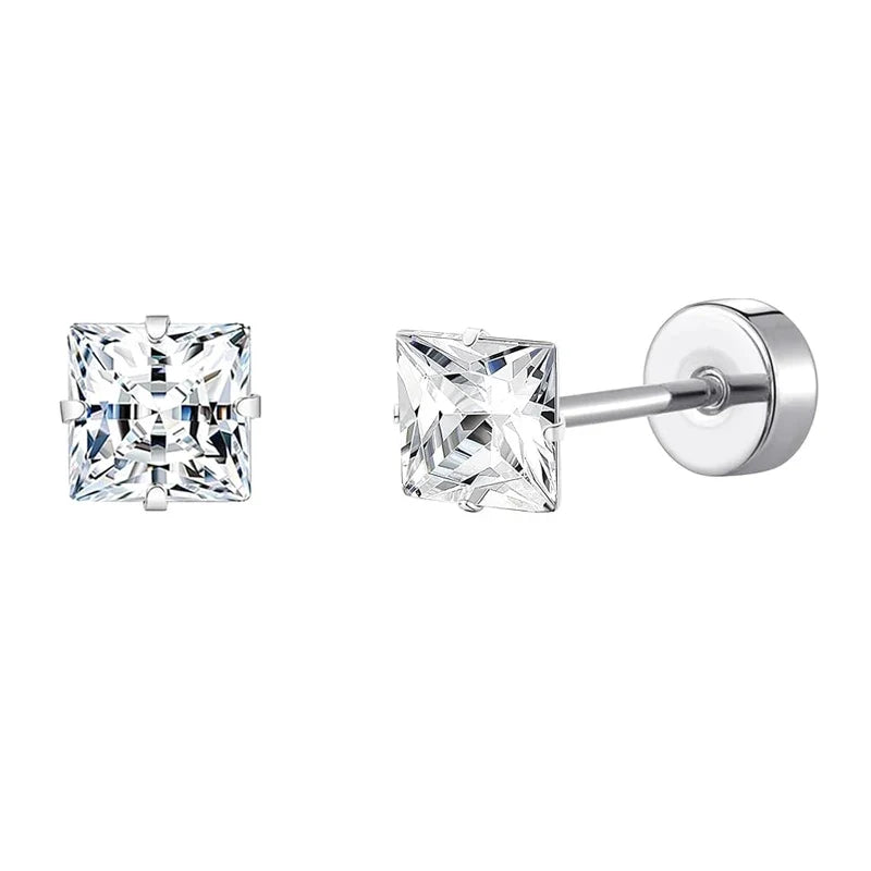 Stainless Steel Crystal Stud Earrings Set | Star Heart Butterfly Cartilage Tragus Helix Piercing Jewelry