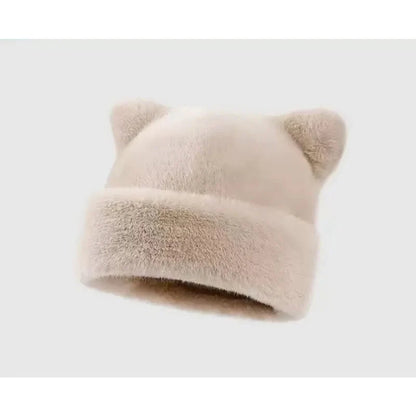 Leopard print plush teddy bear hat for women, sweet and cute, thick and warm, retro and versatile, hooded beanie.