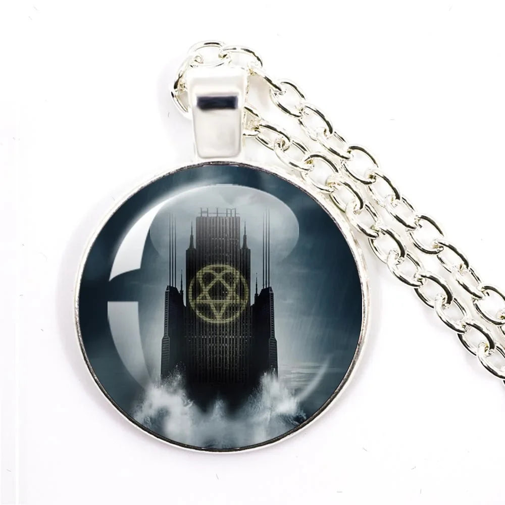 Hip Hop Rock Glass Cabochon Pendant Necklace | Music Band Jewelry