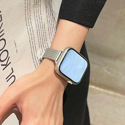 Women Metal Strap for Apple Watch Band 9 8 Ultra 49mm 7 SE 6 5 41mm 45mm 42mm 44/40/38mm Lady Gold Slim Magnetic iWatch Bracelet