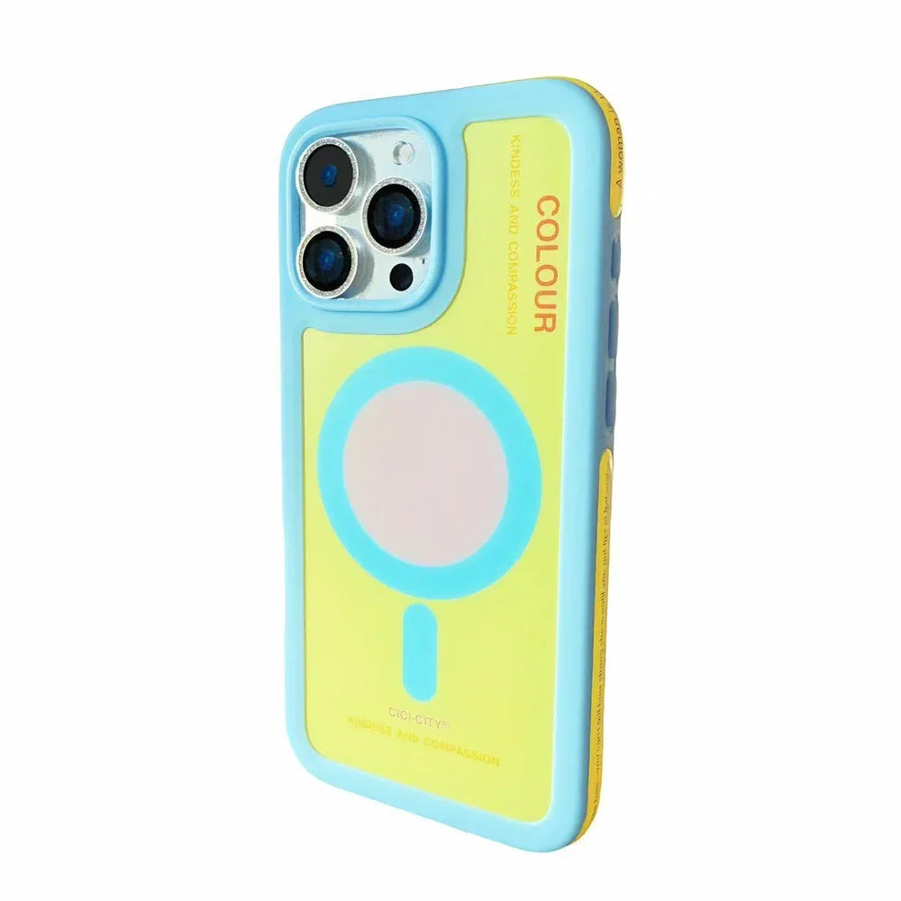 For iPhone 17 13 14 15 16 Pro Max Case Magsafe Happy Dapamine Color Anti-Collision Drop-proof Protective Cover for Summer Girls