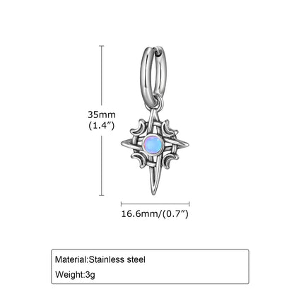 Moonstone Stainless Steel Hoop Earrings for Men | Waterproof Hip Hop Jewelry Gift