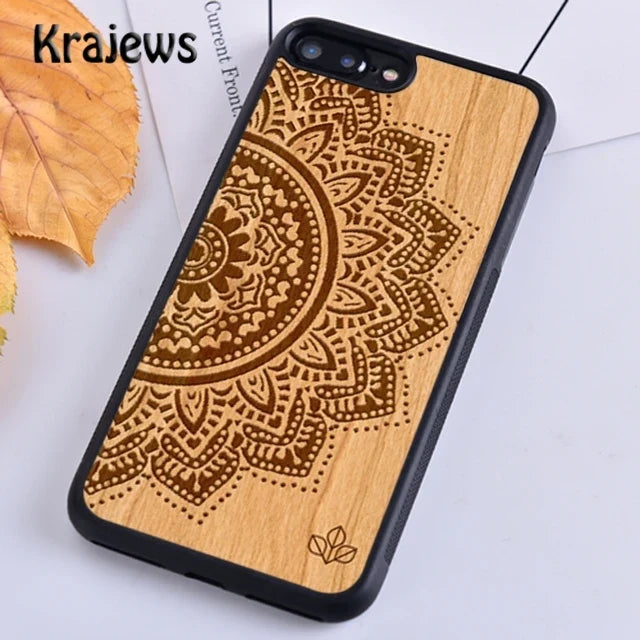 Krajews Natural Bamboo Wood Soft Phone Case Cover For iPhone 16 15 SE2020 14 6 7 8 plus 11 12 13 pro max Plus coque Fundas