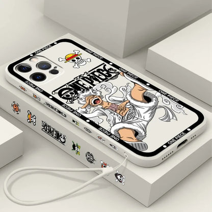 One Piecee Luffyy anime Cartoon Liquid Left Rope For Apple iPhone 15 14 13 12 11 XS XR X 8 7 SE Pro Max Plus Mini Soft Phone Case