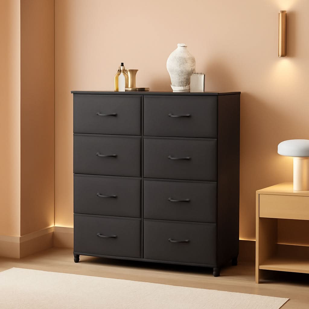 Fabric Storage Tower With 8 Drawers Charcoal Black