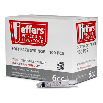 Jeffers Sterile Luer Lock Syringes – Single Use, Boxes of 100