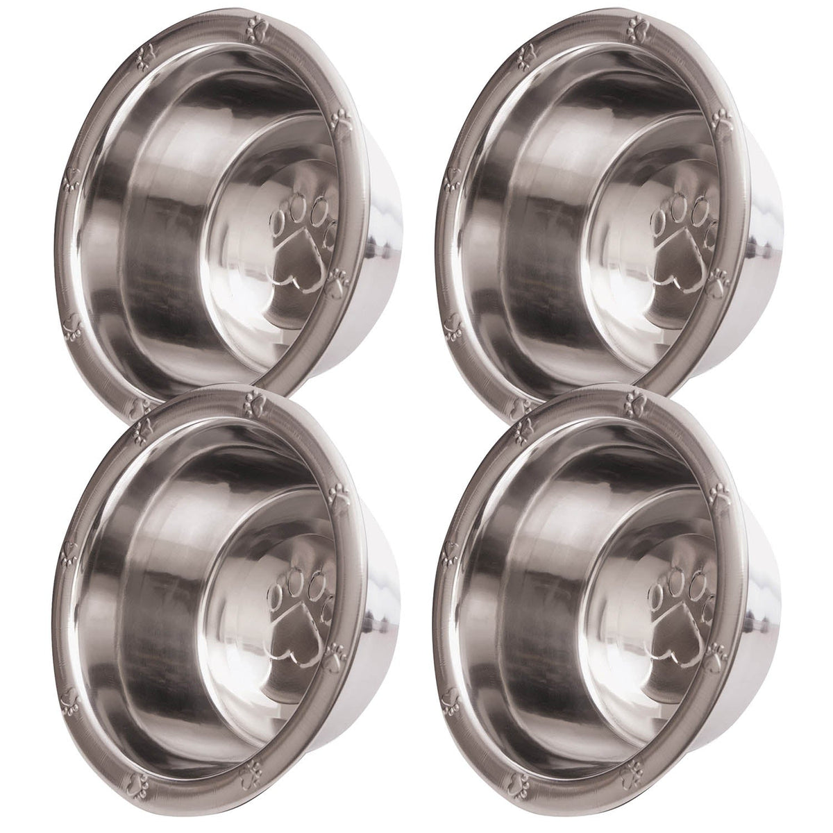 Jeffers Stainless Steel Embossed Wide-Lip Food & Water Pet Bowls